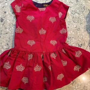 OshKosh B'gosh Genuine Kids Red Party Dress with Crown Pattern Girls 4